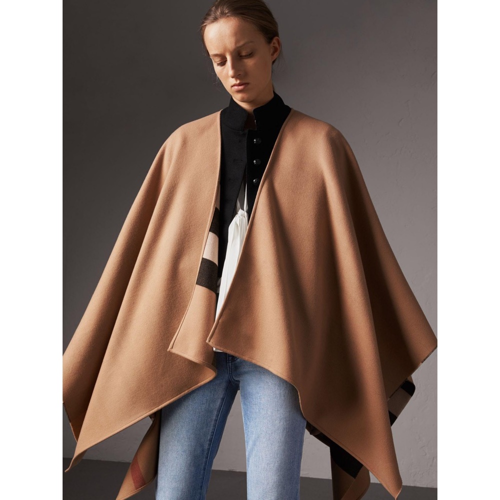 Burberry Reversible Merino Wool Poncho/Cape